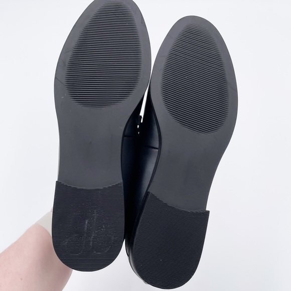 LOFT Horsebit Loafers Black Faux Leather Gold Hardware Shoes Women's Size 8.5 - Picture 10 of 11